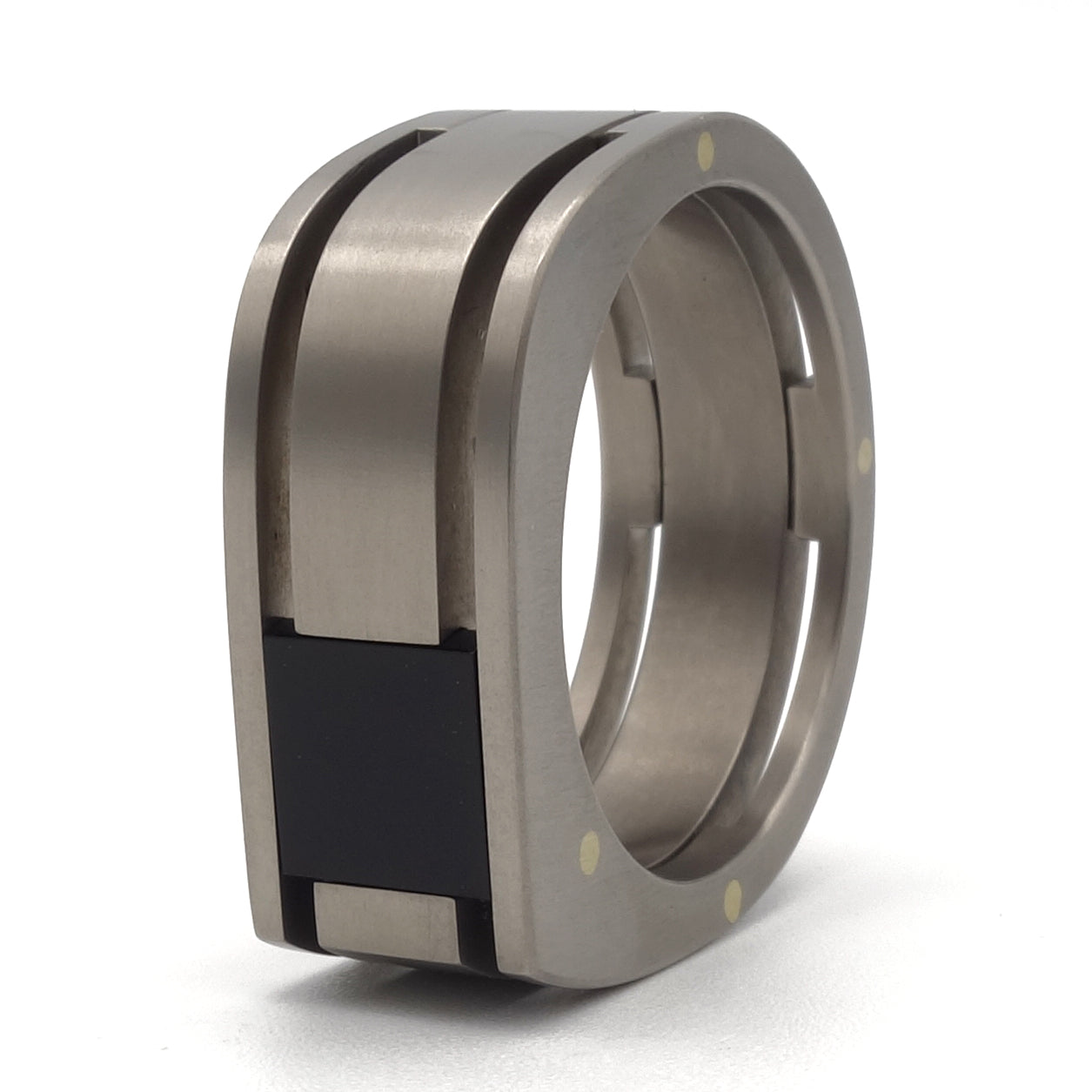 Frame | Moderne Titanium Zegelring met Zwarte Onyx