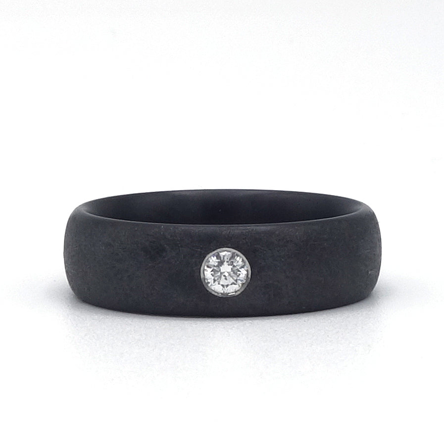 Black Oval Scratched Set | Zwart Zirkonium & Diamant