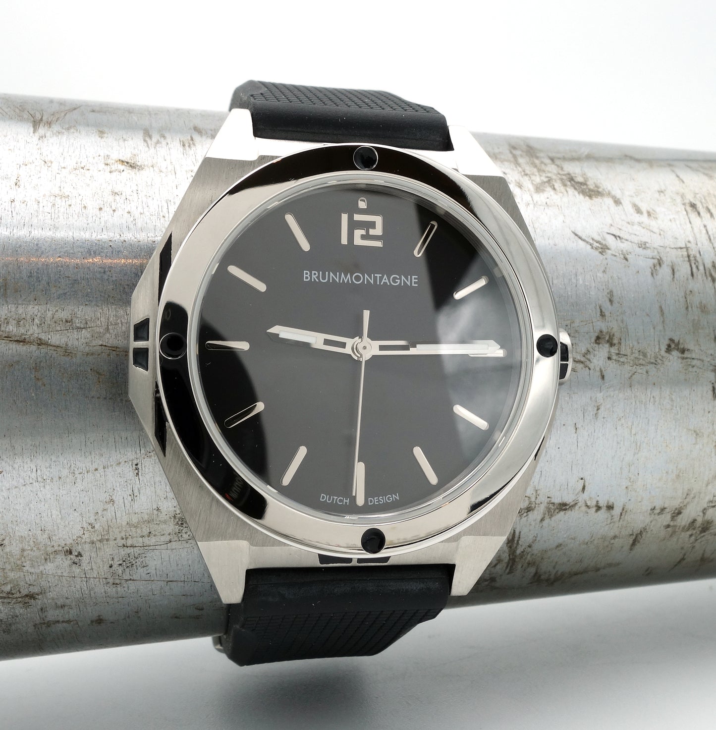 Brunmontagne Representor Staal/Zwart 42mm automatisch horloge met rubberen band.