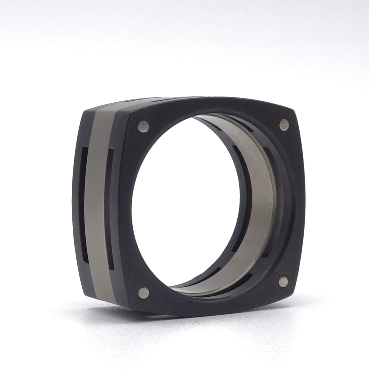 Blok-ring Fracine | Zirkonium, Titanium & Witgoud