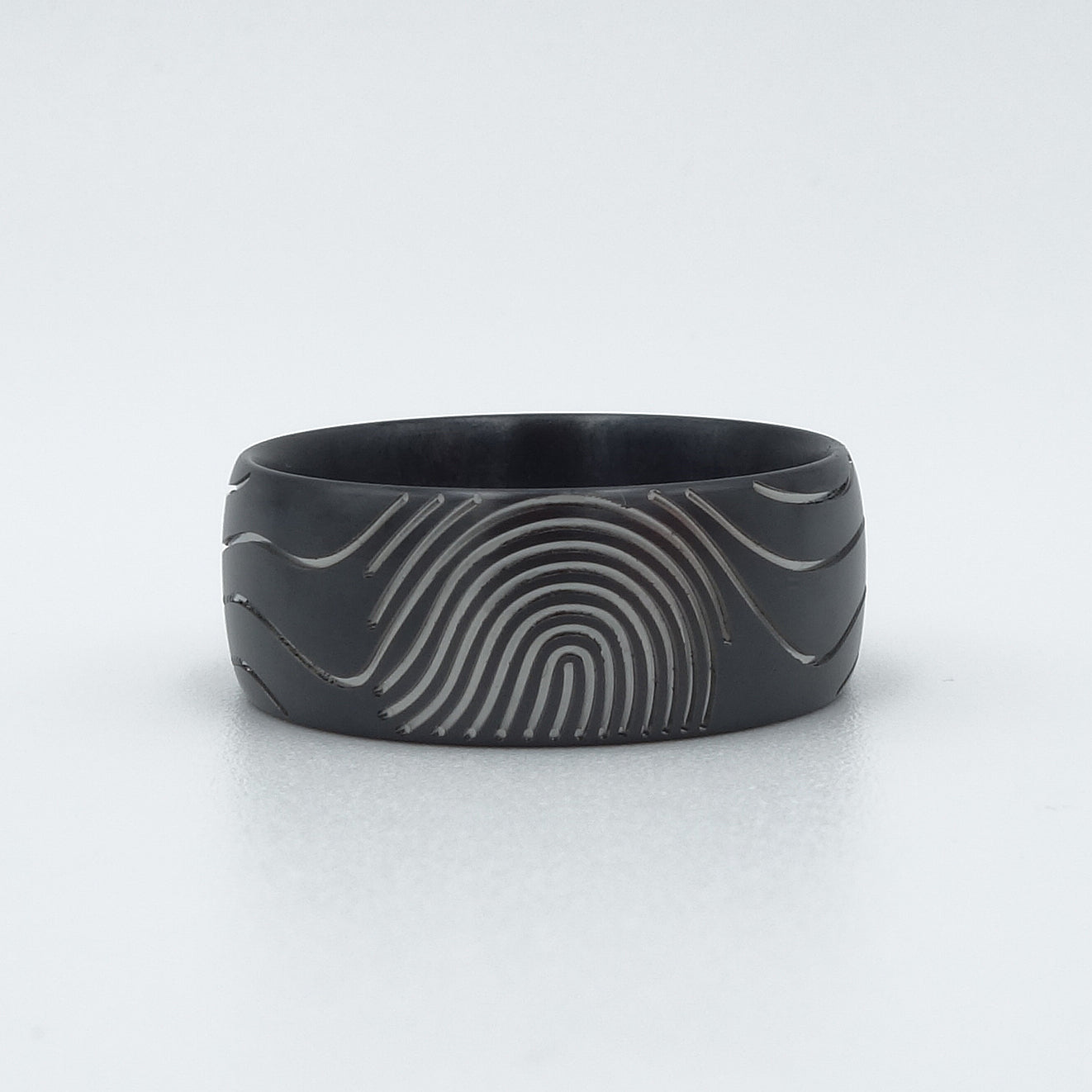 Vingerafdruk | Zwart Zirkonium met grijze lijnen & Diamant