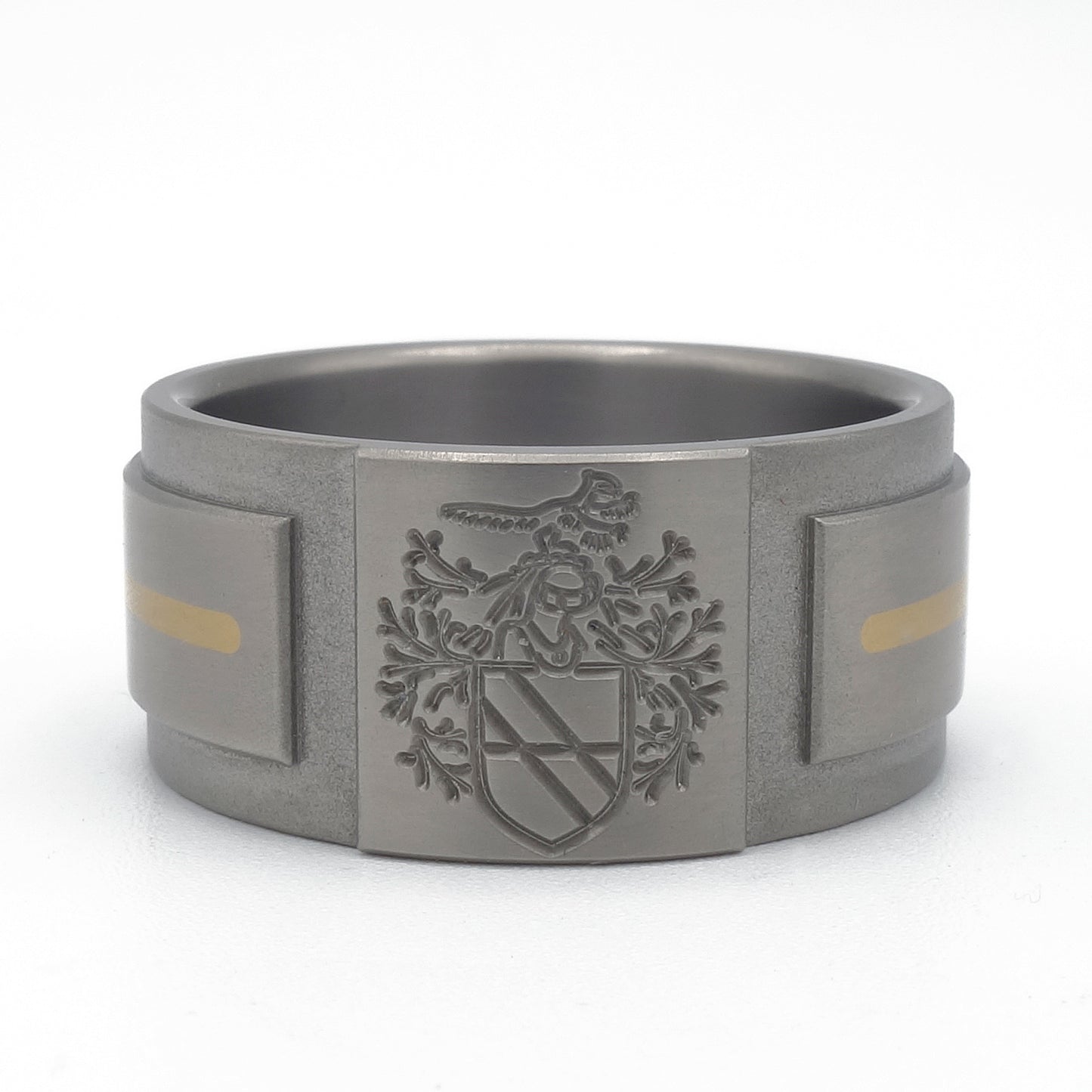 Ring met familiewapen | Titanium met 18kr geelgoud