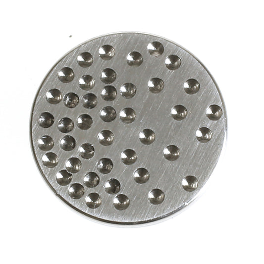 Titanium wisselhartje met speels confetti-patroon van ronde uitsparingen.