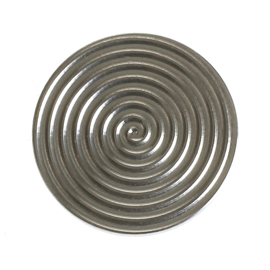 Titanium wisselhartje met spiraalstructuur, geïnspireerd op een LP-plaat.