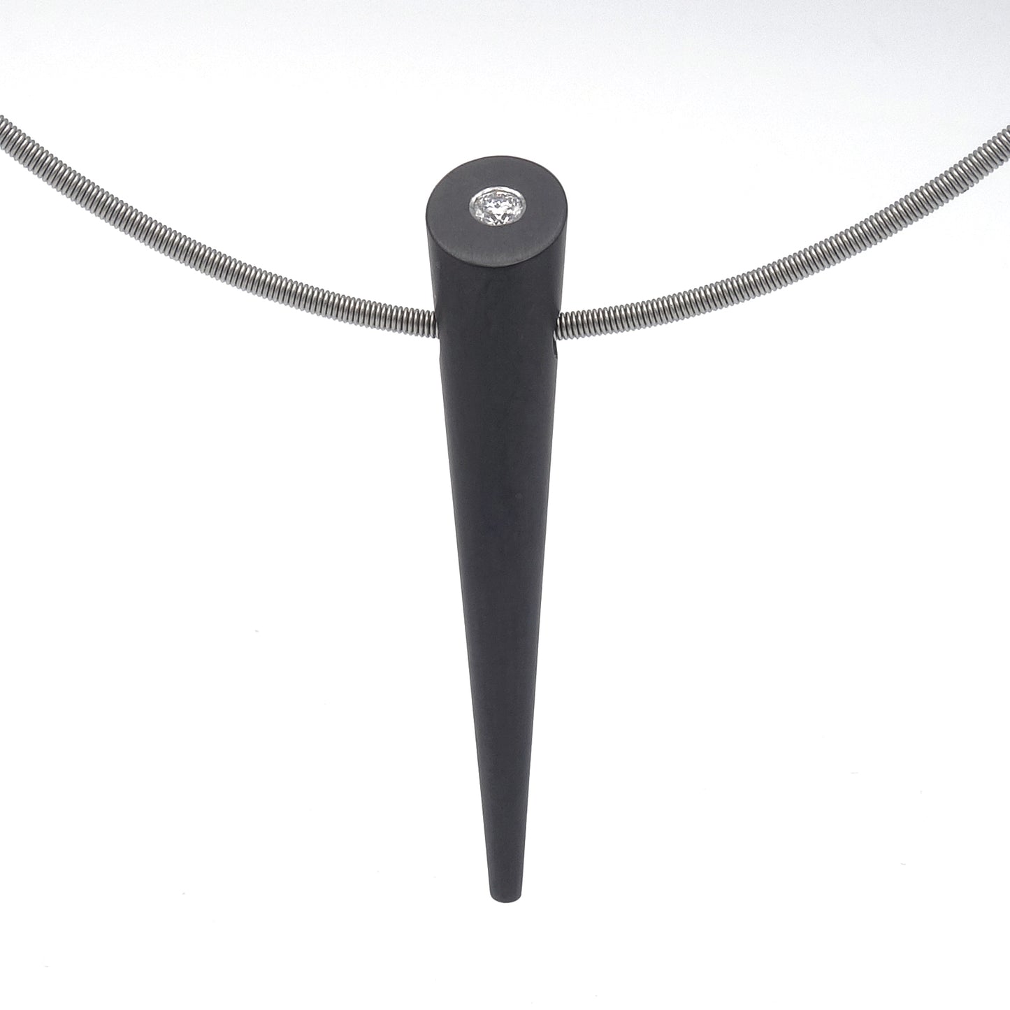 Zirkonium Istap hanger met 0.05 ct diamant aan spang collier