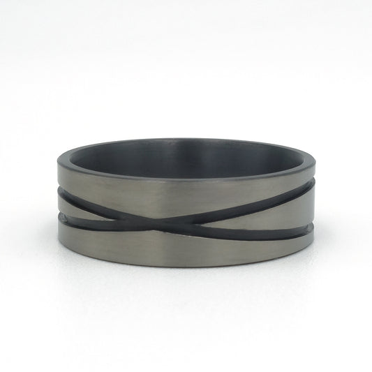 Diago 2-gekruist| Zirkonium met twee zwarte lijnen