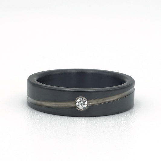 Diago zw/gr | Zirkonium zwart-grijs 5 mm met diamant