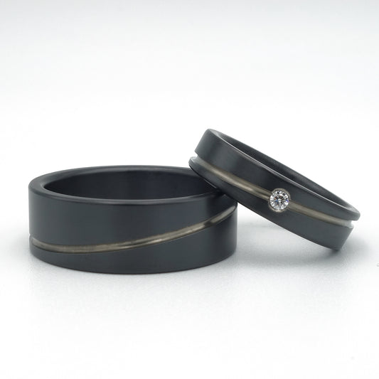 Diago set | Zirkonium zwart met diamant