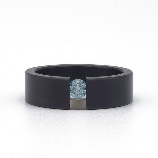 Femka ring van zwart zirkonium en titanium met blauwe diamant (Ice kleur, 0.10 ct)