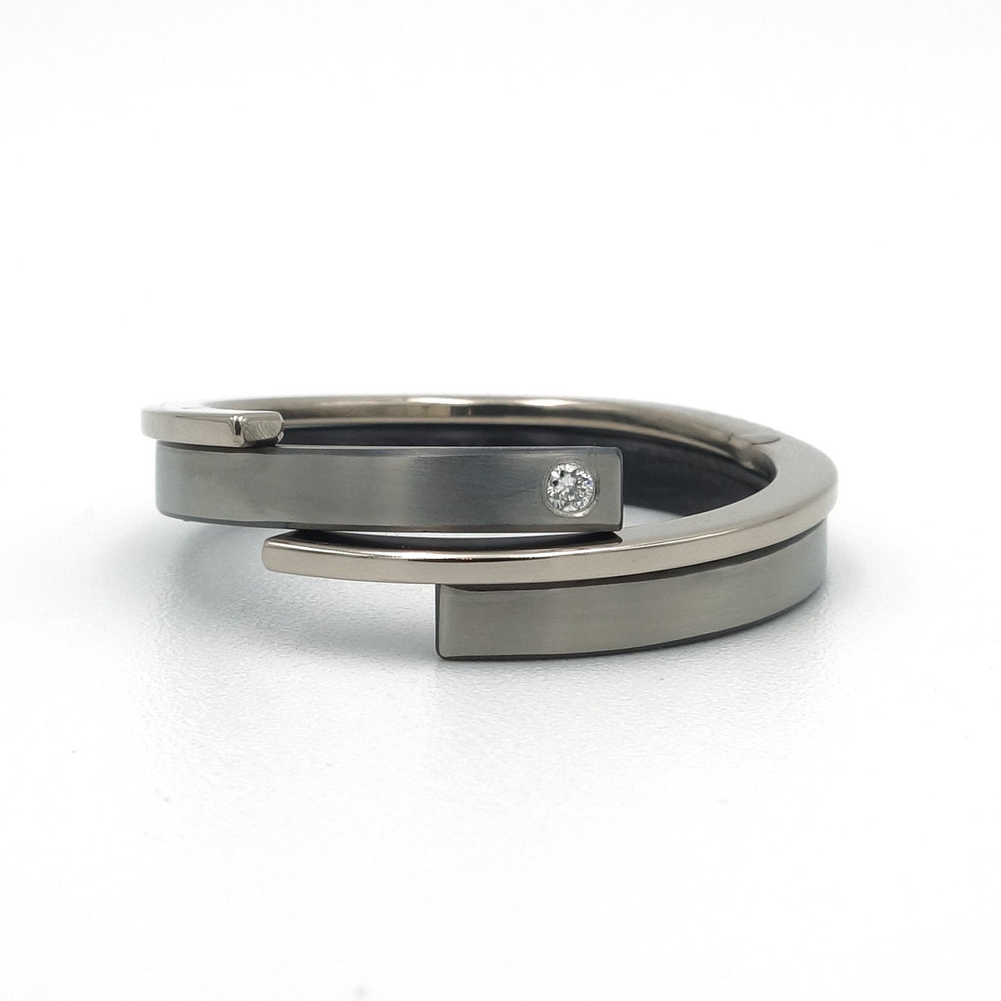 Helix Dubbel | Zirkonium, 14kr Witgoud & Diamant