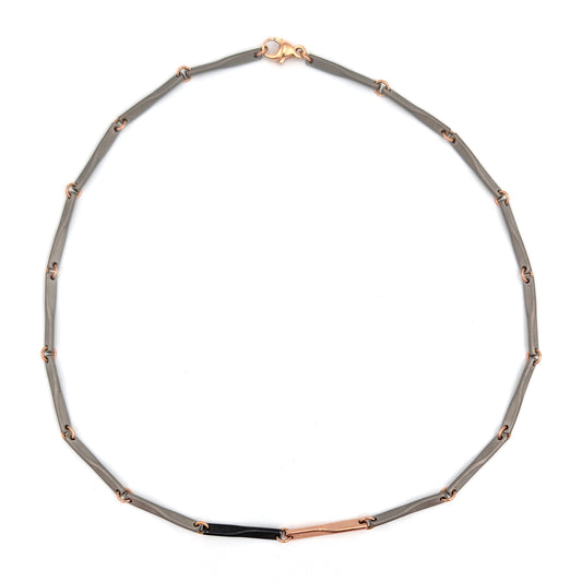 Naldo | Collier van titanium en roodgoud