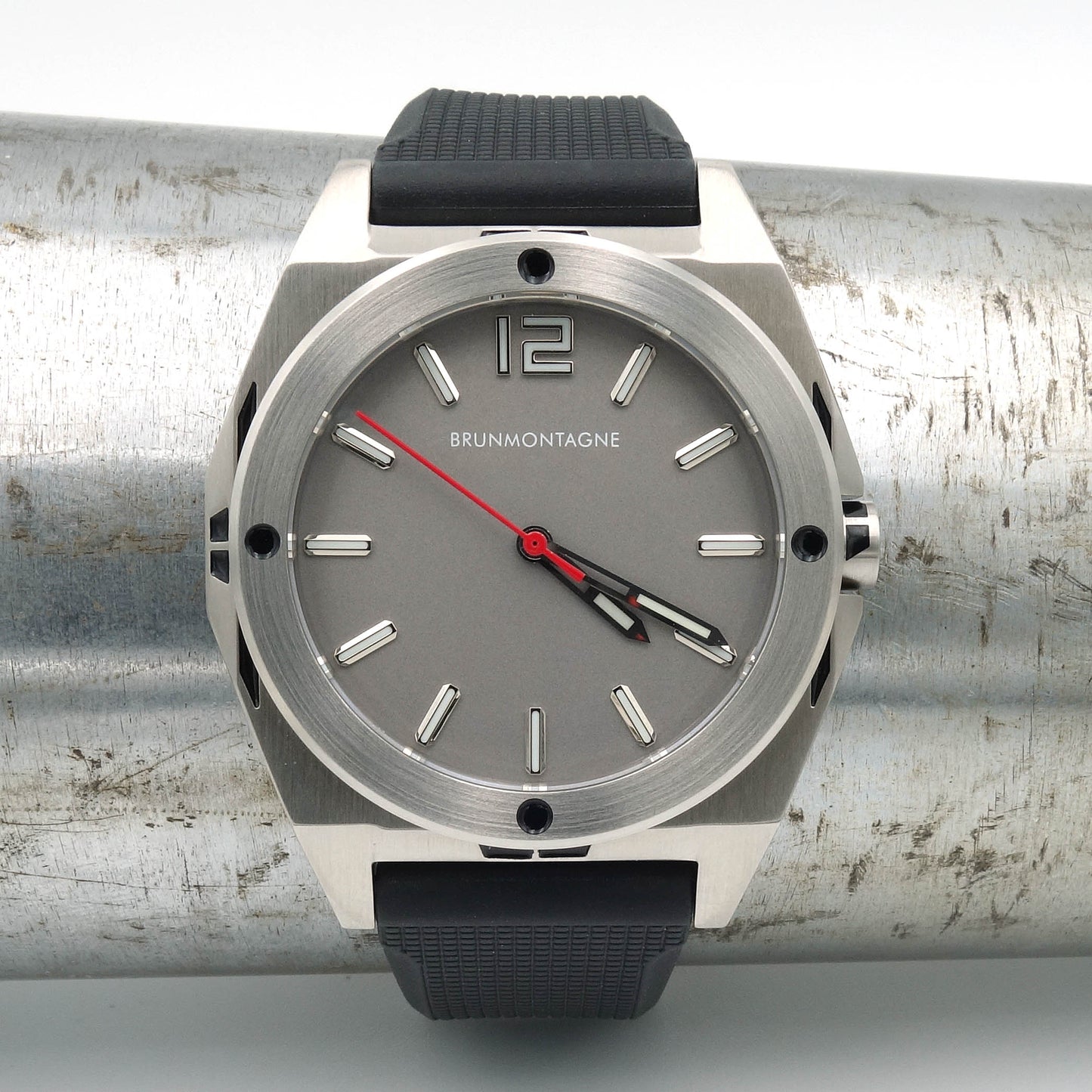 Representor horloge staal 40mm met titaniumkleur wijzerplaat en rubberen band