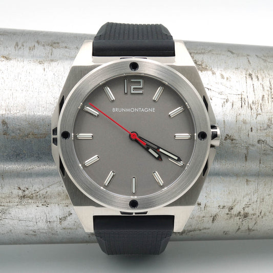 Representor horloge staal 40mm met titaniumkleur wijzerplaat en rubberen band