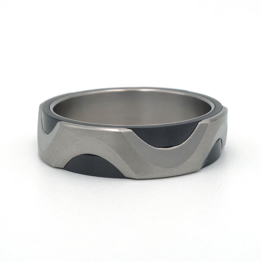 Gerecycled stalen herenring mat met schakel | -NL Gerecycled stalen herenring mat met schakel | -NL