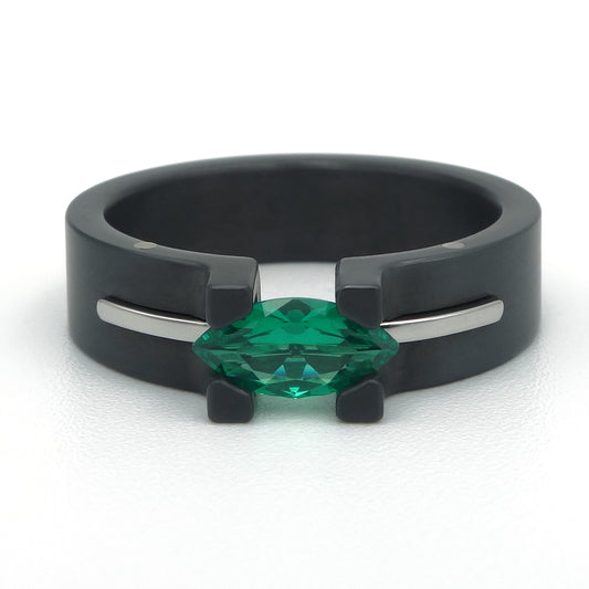 Sunrise Black | Zirkonium & Edelstaal met Smaragd