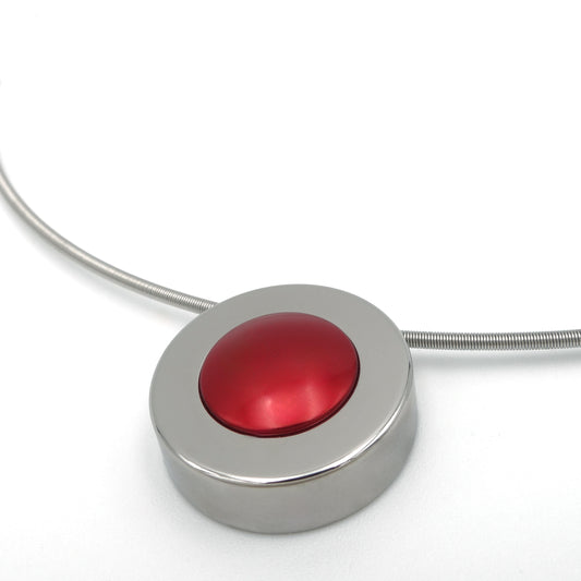 Modulaire Wisselrand-hanger van titanium met blauwe inzet, geschikt voor spangcollier en verwisselbaar via rubberring
