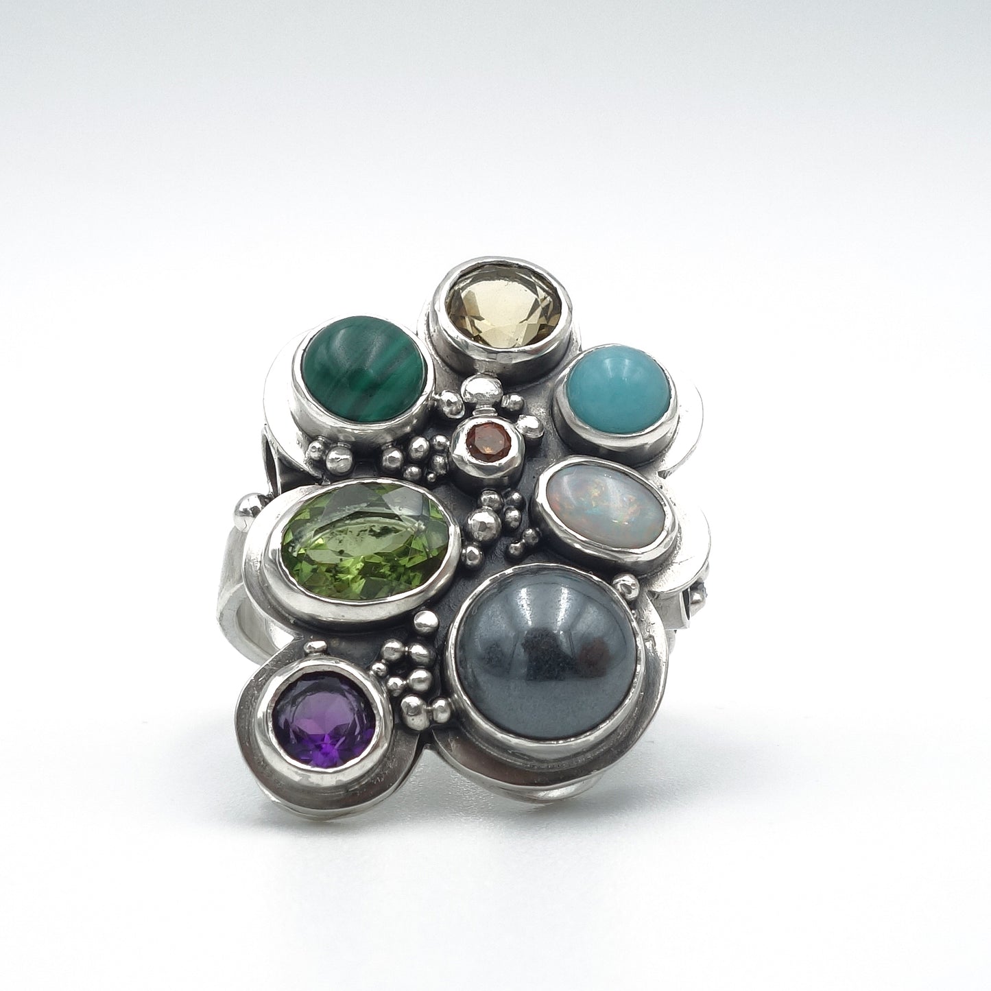 Wolken-cocktail-edelstenen-ring in zilver