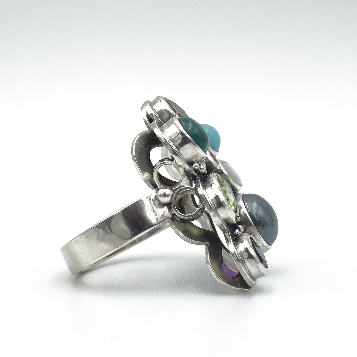 Wolken-cocktail-edelstenen-ring in zilver