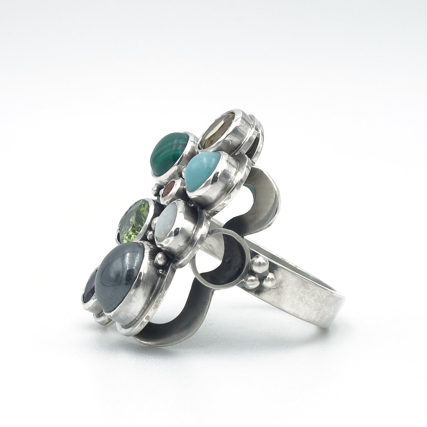 Wolken-cocktail-edelstenen-ring in zilver