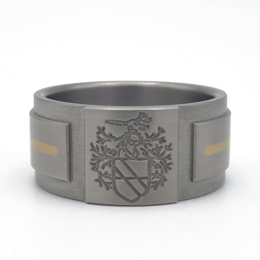 Ring met familiewapen | Titanium met 18kr geelgoud