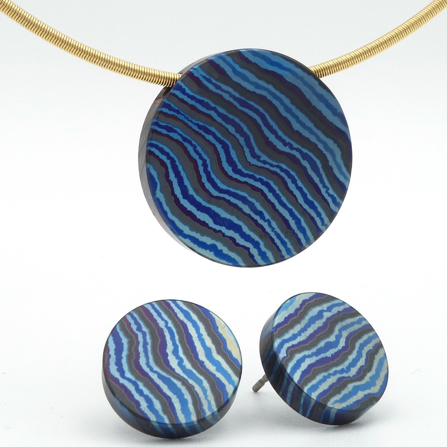 Damast hanger | Zirkonium & Blauw Titanium