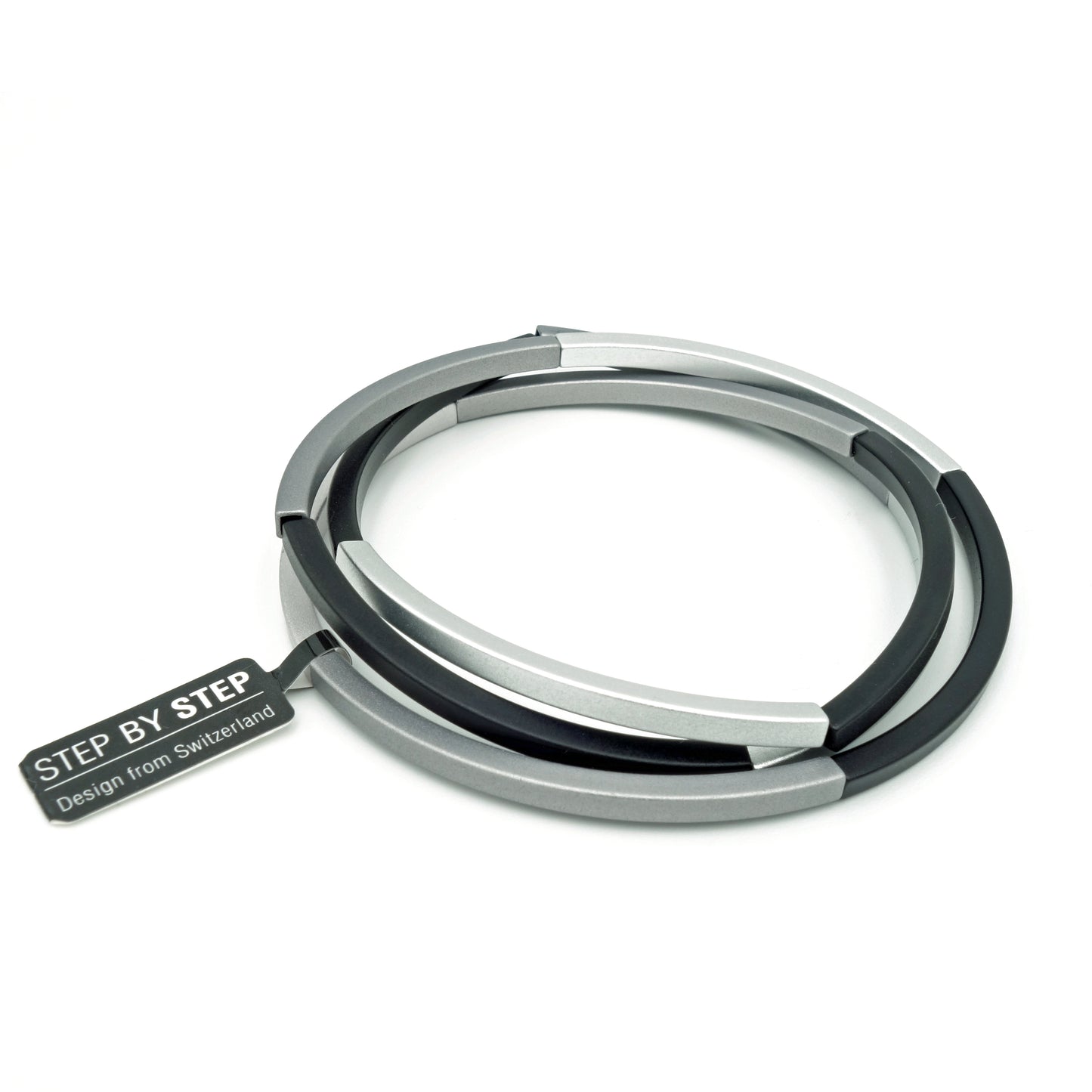 Step 3 | Armband Tria Zwart & Grijs Aluminium