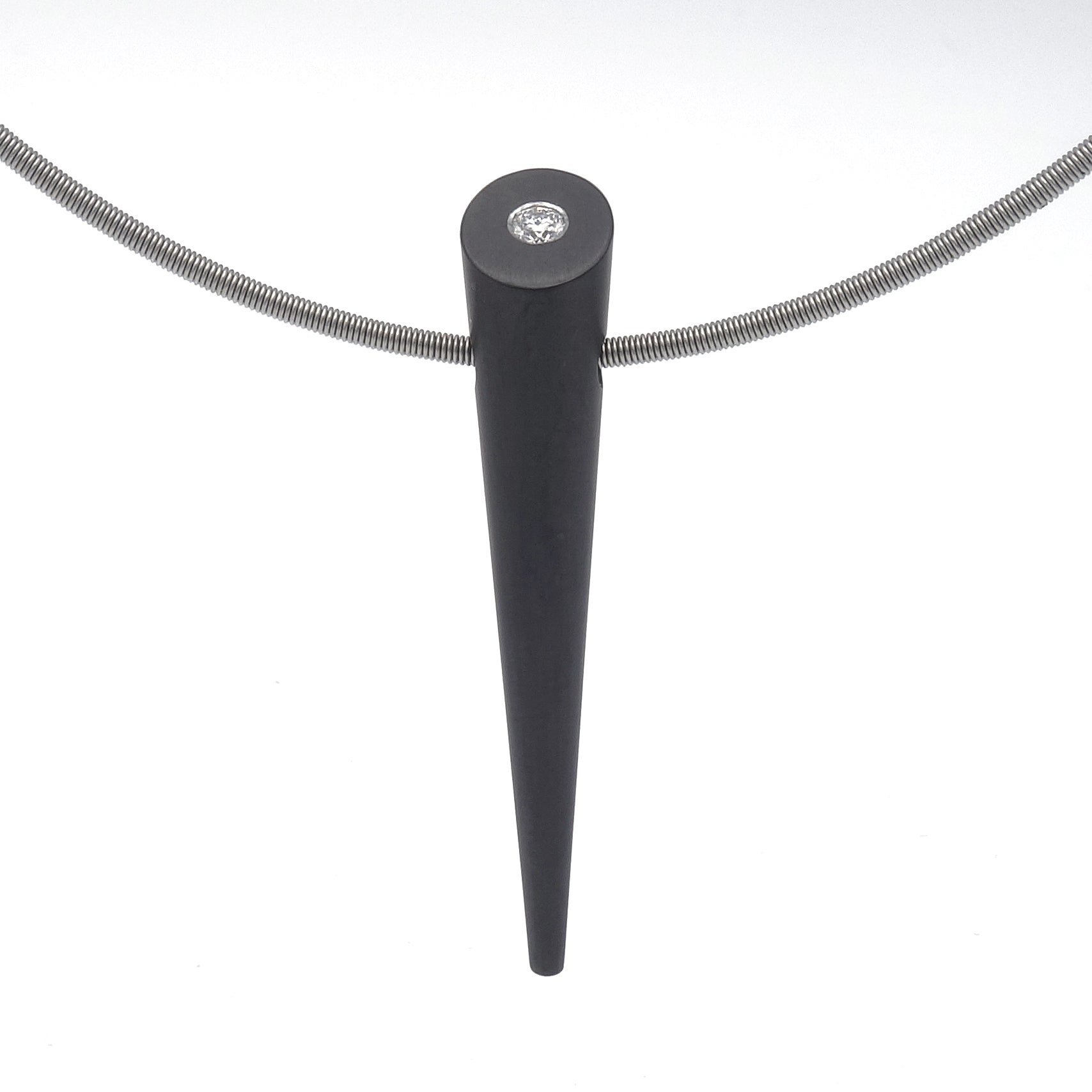 Zirkonium Istap hanger met 0.05 ct diamant aan spang collier